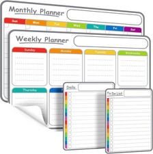 4-Pack Non-Magnetic Dry Erase Calendar Board Set   Monthly, Weekly, Daily, to-