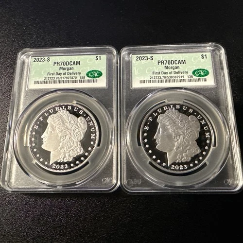 2023-S $1 Proof Morgan Silver Dollar CACG PR70DCAM (Qty 2) First Day of Delivery
