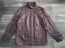 Vintage Calvin Klein Leather Field Jacket Lined Dark Brown Mens Size XL