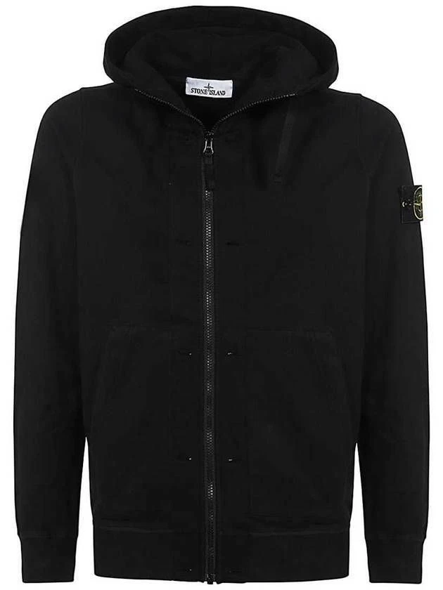 Felpa con cappuccio Stone Island in pile di cotone spazzolato full zip vestibilità regolare