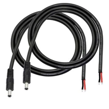 DC Power Pigtails Cable,3FT 5.5MM x 2.1MM Male Plug to Bare Wire Black 