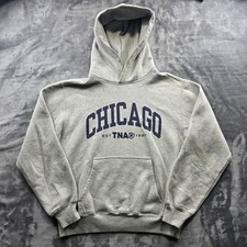 Aritzia TNA Sweatfleece Cozy Fleece Hoodie Women's Small Gray Chicago Graphic