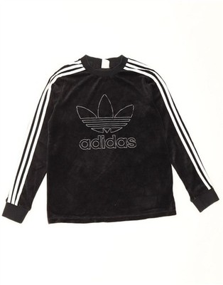 Adidas Damen Grafik Top Langarm UK 12 Medium schwarz Baumwolle CD12