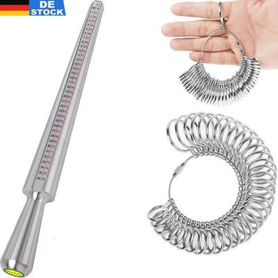 Ringgrößenmesser Ringdorn für EU-Größen 41 76 mit halben Größen, inkl. Ring Set