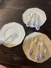 Little Tikes Victorian Play Elegant Dinnerware Lot Plates Silverware 10 Pcs