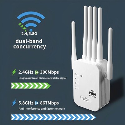 5G WIFI Verstärker WLAN Repeater with 6 Antennen WiFi Repeater 1200M DHL