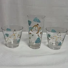2 Vtg Federal Amoeba Atomic Boomerang Turquoise 8oz Glasses, 1 12oz!