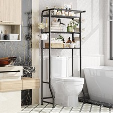 Over The Toilet Storage Cabinet Metal Bathroom Shelf Organizer W/ Paper Holder