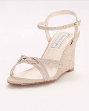 TOUCH UPS BY BENJAMIN WALK Woven-Strap Glitter Wedges Size 9
