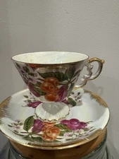 Vintage Tilso China Cup & Saucer Matching Set - Fruit N3122A