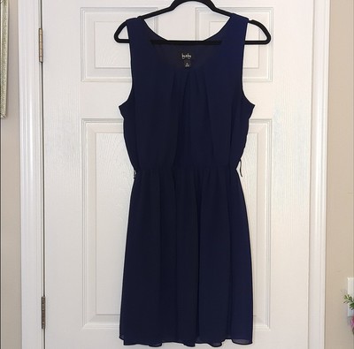 By&By Womens XL Navy Blue Chiffon Fit Flare Dress Sleeveless Mini Party