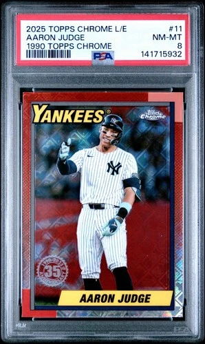 2025 Topps Chrome Logofractor Aaron Judge 1990 Chrome #11 PSA 8 NM-MT Yankees