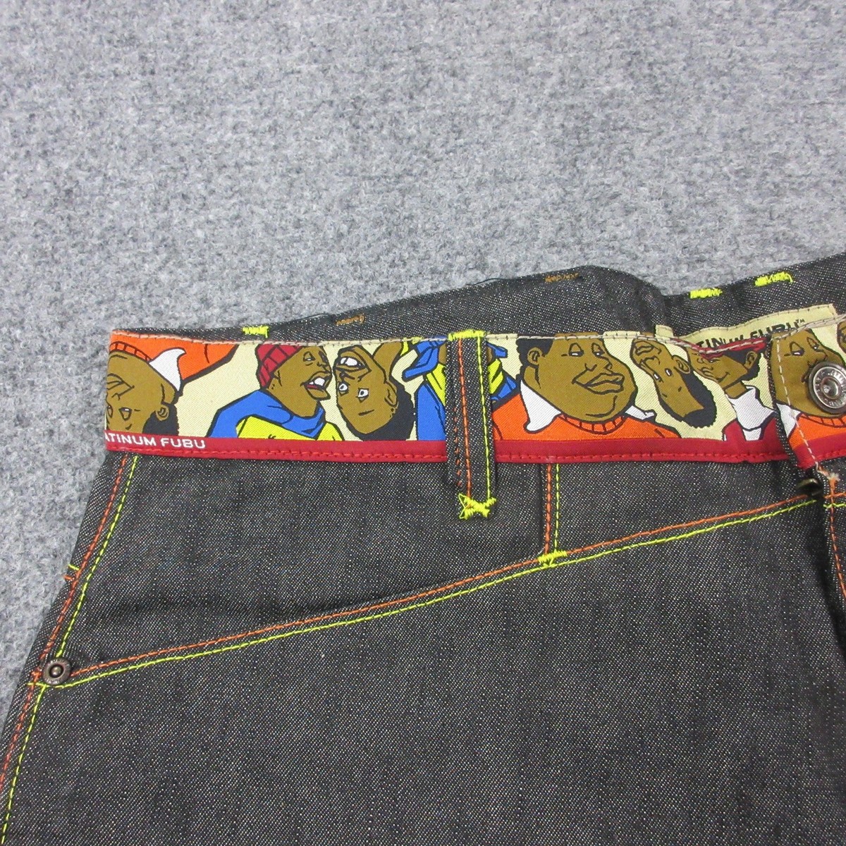 Vintage Platinum FUBU Jeans Mens 38x34 Black Raw Relaxed Straight