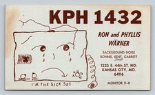 CB QSL/QSO KPH 1432 Kansas City MO USA Vintage "Sick Set" Cartoon Art