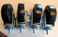 Set of 4 4" Swivel Threaded Post Castor Wheels 2 Locking 2 Swivel