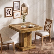 Square Dining Table for 4, 31.5-Inch Farmhouse Kitchen Table with Pedestal Base