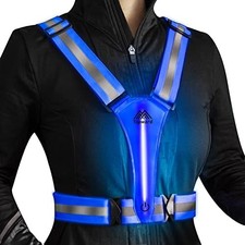 LED Reflective Safety Vest for Night Walking, Cycling, Running USB