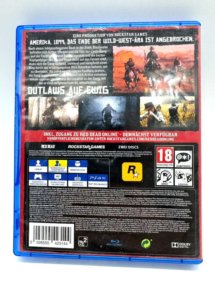 Red Dead Redemptions II Sony Playstation 4 Ps4 Spiel Gut - ohne Inlay/Anleitung, Foto 2 von 3