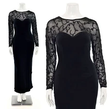 *STUNNING!* Black Tie Oleg Cassini Beaded Evening Dress in Black sz 8