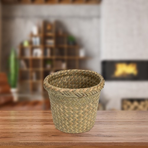 Storage Basket Decorative Wastebasket Woven Bathroom Round Small Baskets - Bild 3 von 12
