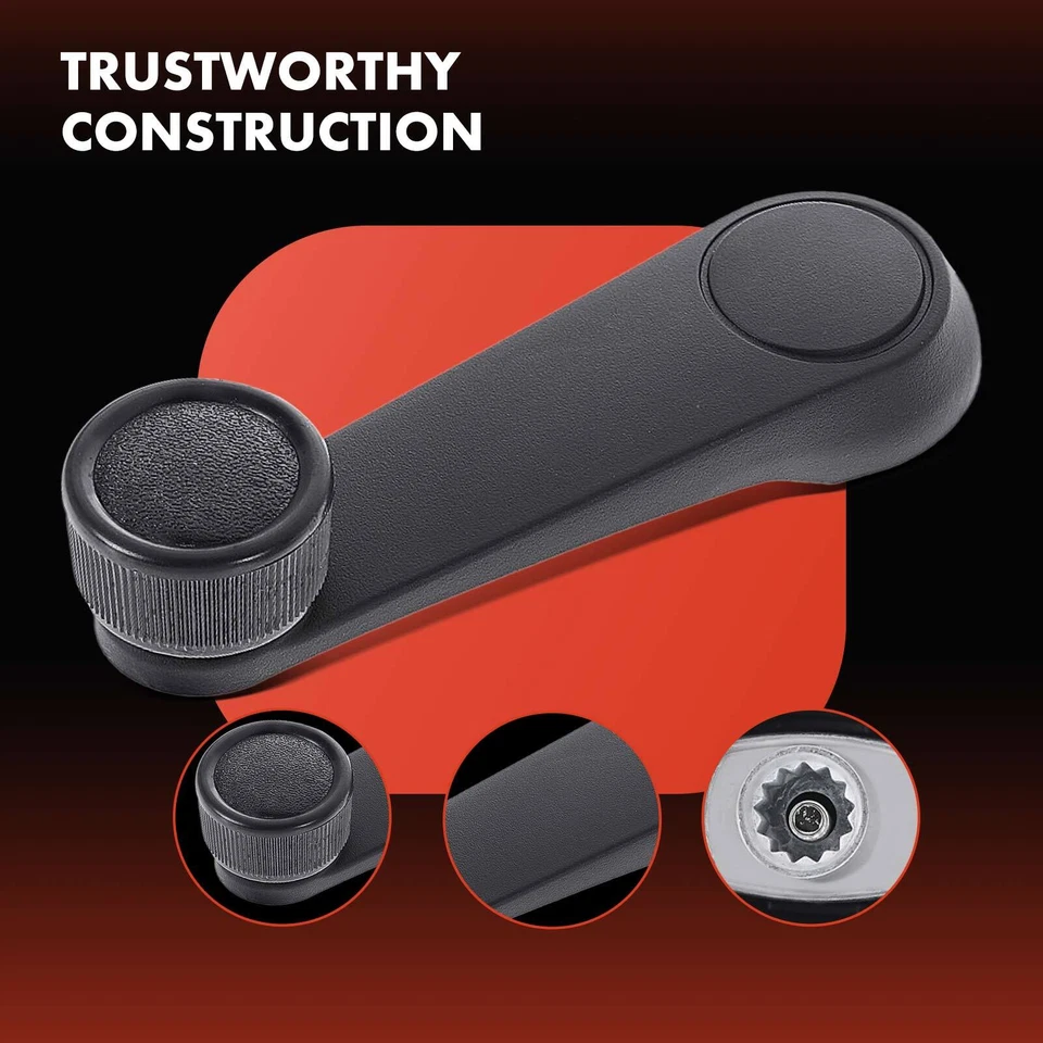 Manivela de ventana negra 2 piezas para Dodge Jeep Plymouth delantera/trasera izquierda y derecha Foto 4 de 4