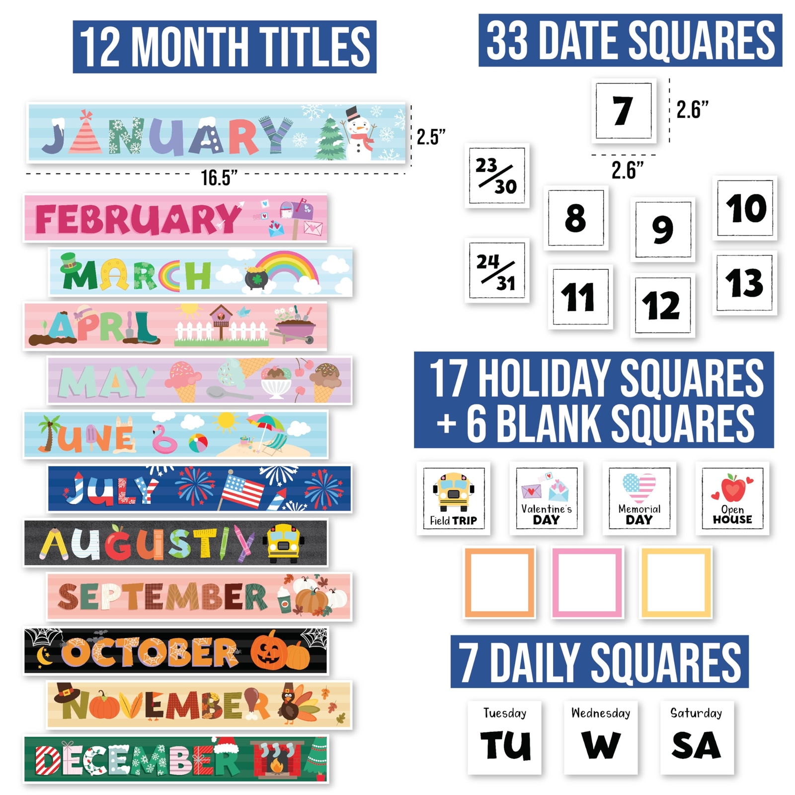 Colorful Classroom Calendar Set Bulletin Board - Bulletin Board ...