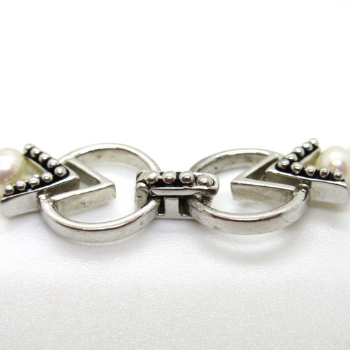 Perlen-Armband mit Verschluss aus 925 Sterling Silver Pearl Bracelet Vintage - Bild 5 von 7