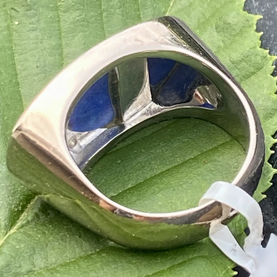 Anillo de silla de cóctel modernista de diamantes lapislázuli de oro blanco macizo de 18 quilates 4,75 Foto 3 de 4