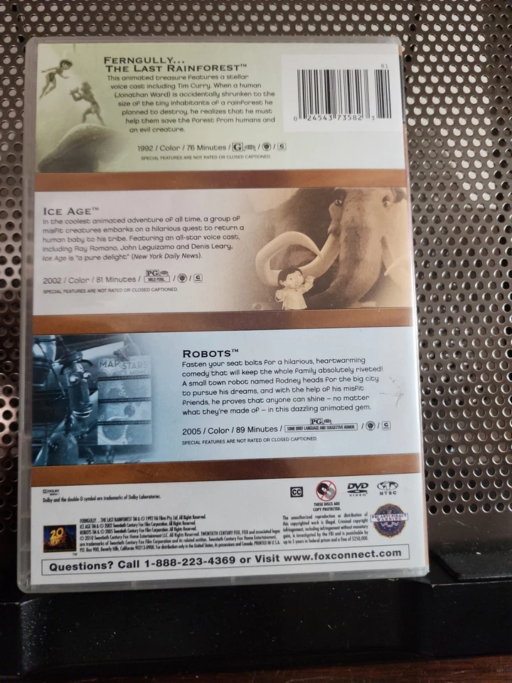 Triple Feature:Ferngully ,Ice Age, Robots DVD, 75 Years - Image 2 of 4