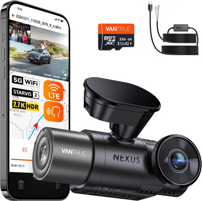 【Bundle:  N2X Dual Dash Cam + Hardwire Kit+  256GB SD Card】 2.7K Dash Cam Front 