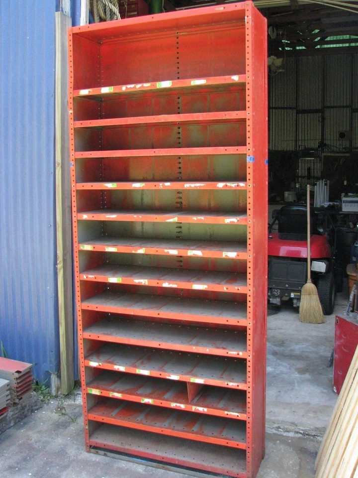Vintage Industrial Shabby Chic Steel Red Multi Cabinet, Metal Cubby - Image 2 of 4