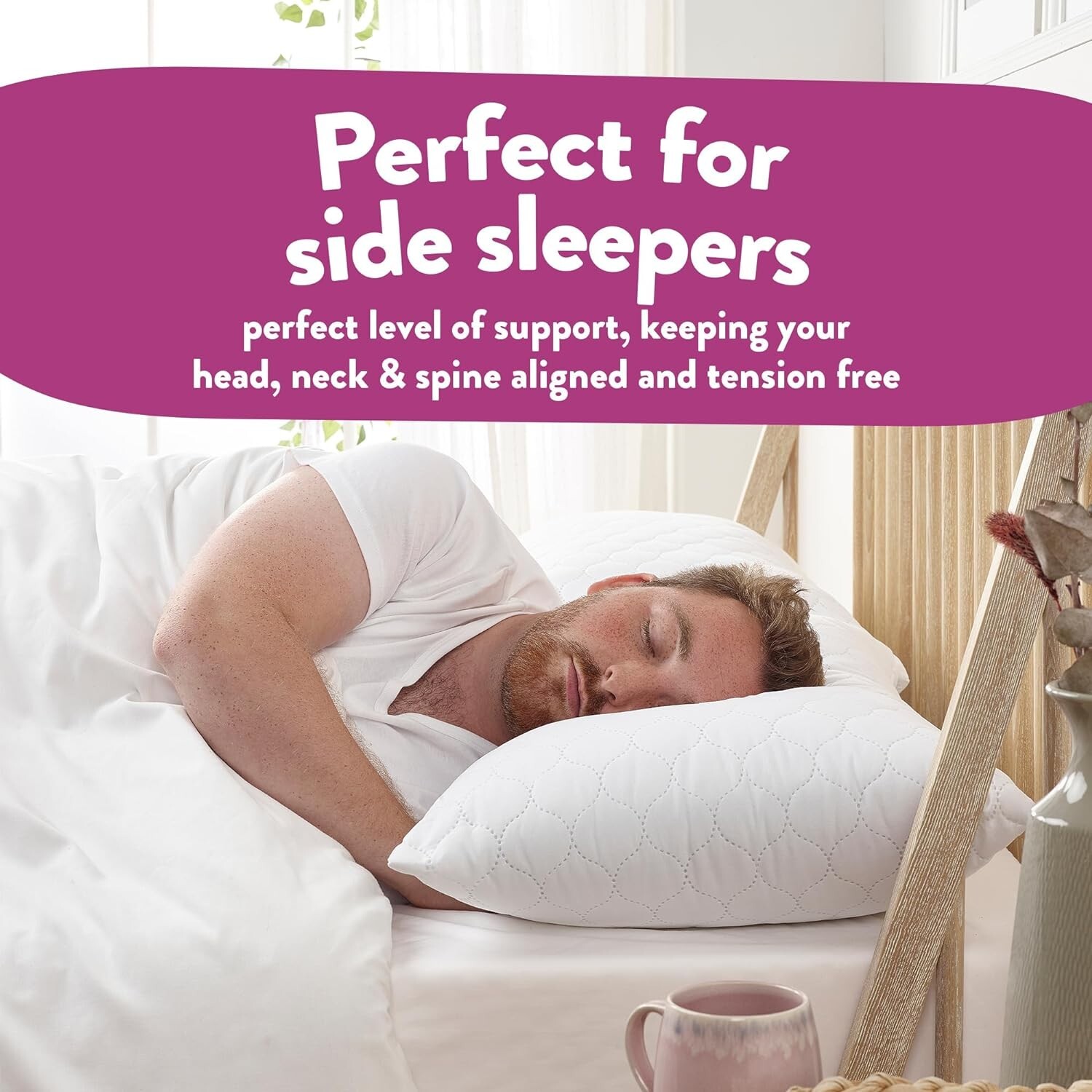 Slumberdown Hotel Quality Pillows 2 Pack Bouncy Firm Support Side Sleeper Bed eBay