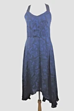 Derek LAM Womens 0 Midi Dress 100% Silk Blue DESIGNER Criss Cross Straps XS