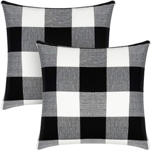 outdoor buffalo plaid pillows