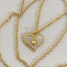 Vivienne Westwood Petra Necklace Gold Shell Heart w/drawstring [E0146
