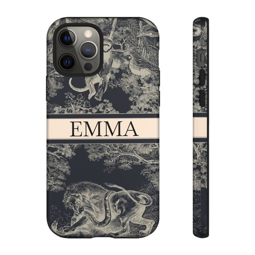 Custom Name Tough Phone Case with Lion & Monkey Design, Personalized Phone Cover - 第 114/263 張圖片