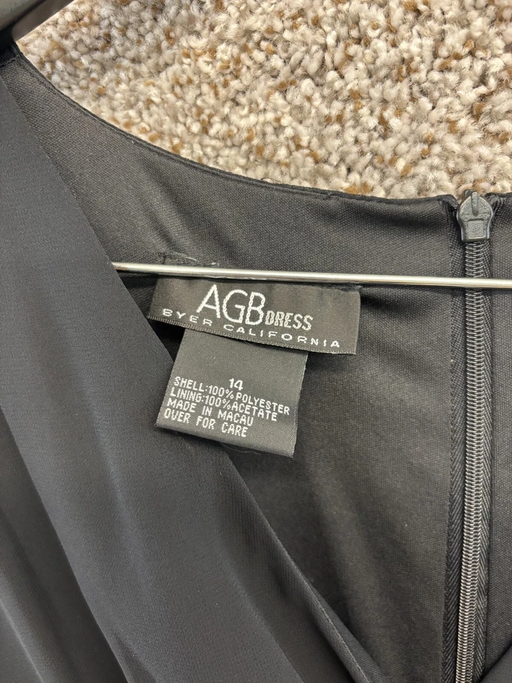 AGB Dress Byer California Black Semi-Formal Dress Maxi A-Line Beaded Size 14 - Image 2 of 4