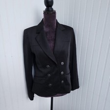 New New York Company NY C Stretch Womens Blazer Black Three Snap Button Sz 8