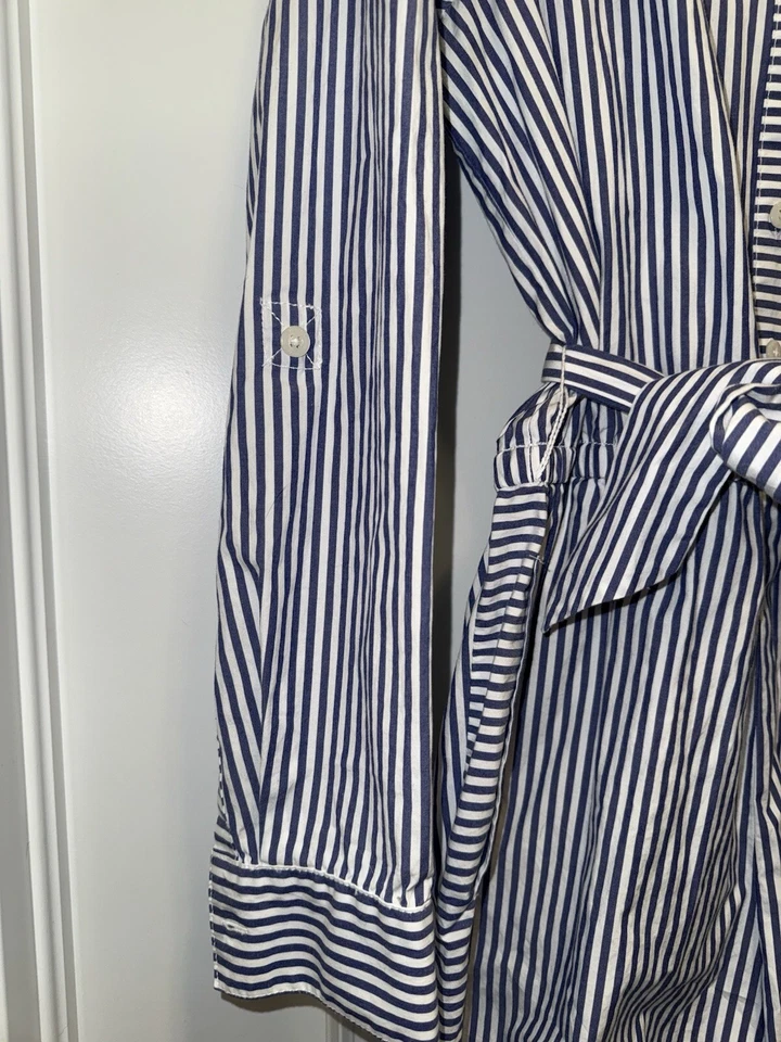 Macacão Vineyard Vines Sarah Stripe Tamanho 2 Bolsos Frontais com Botões e Mangas com Aba de Rolo - Imagem 2 de 4