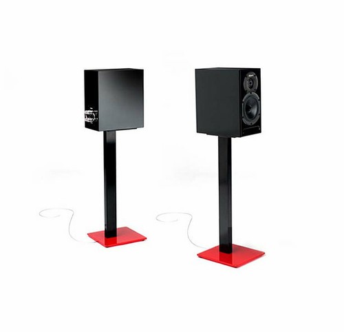 Open Box Pair Of Norstone Black/Red ESSE STAND Speaker Stands Up To 34kg Weight - Picture 2 of 5