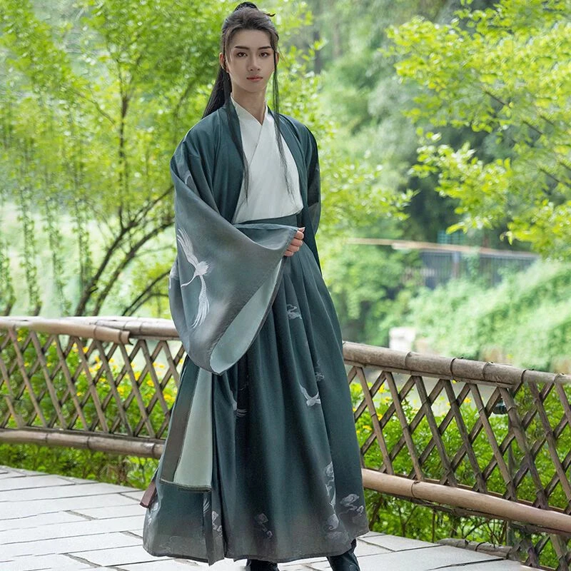 Hanfu Men Chinese Weijin Dynasty Swordsman Halloween Costume Stage Performance - Image 4 of 4