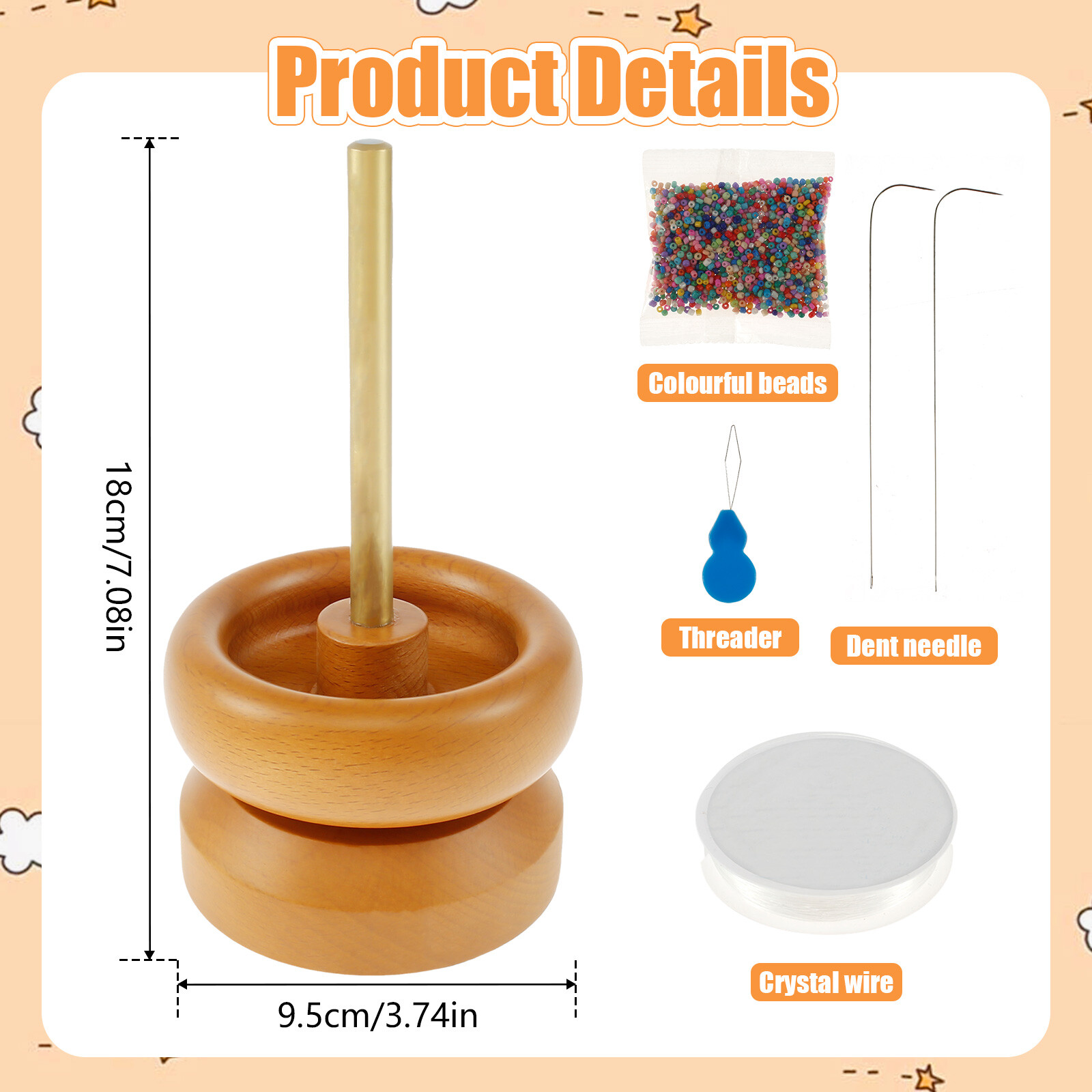 Bead Spinner Set Wooden Spin Beading Bowl for Jewelry Making Spin Bead