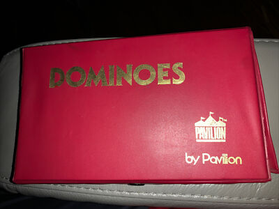 Double Nine Dominoes Pavillion Complete Red Vinyl Case & Rules Vintage 