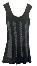 EUC Connected Apparel Sleeveless Flare Polyester Dress Black/White Polka Dots 14