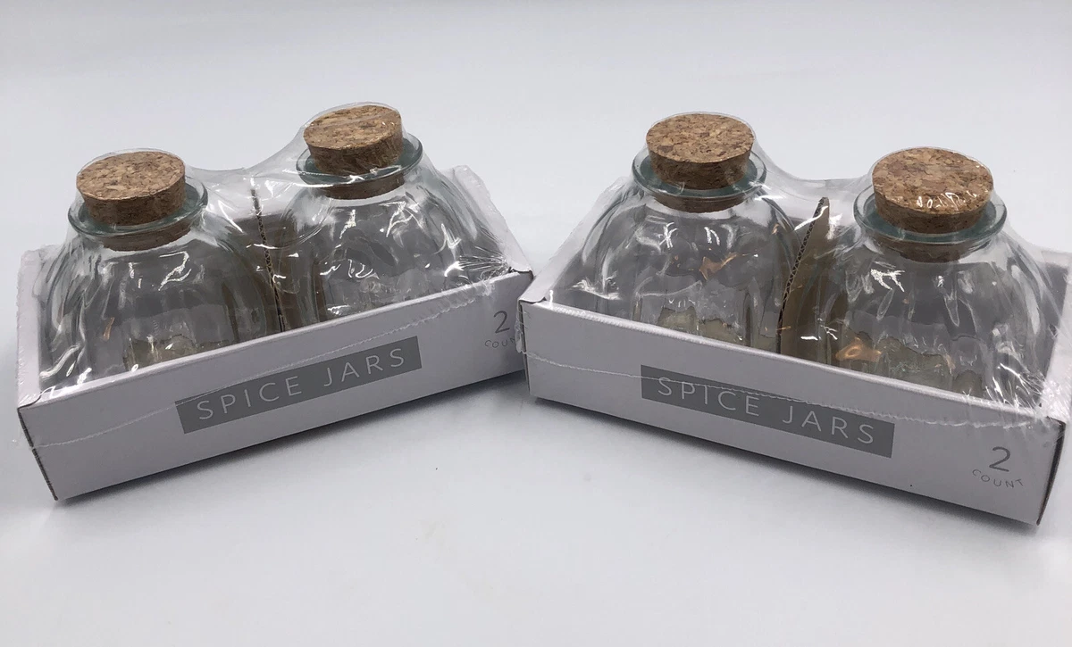 NEW Lot of 2 Boxes Horizon Glass Spice Jars With Cork Lid 2 Count Each 5 oz