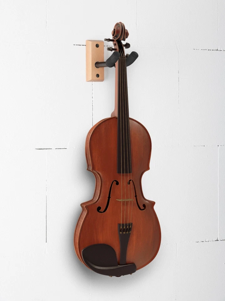 Supporto Violino e Arco Fissaggio a Parete Rivestimento in Gomma Base in Legno - Immagine 2 di 4