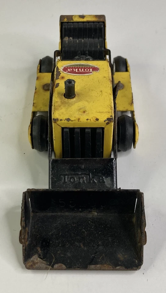 Vintage Tonka Yellow Bulldozer 4” x 2” x 2” Rusty Pressed Steel - Image 3 of 4