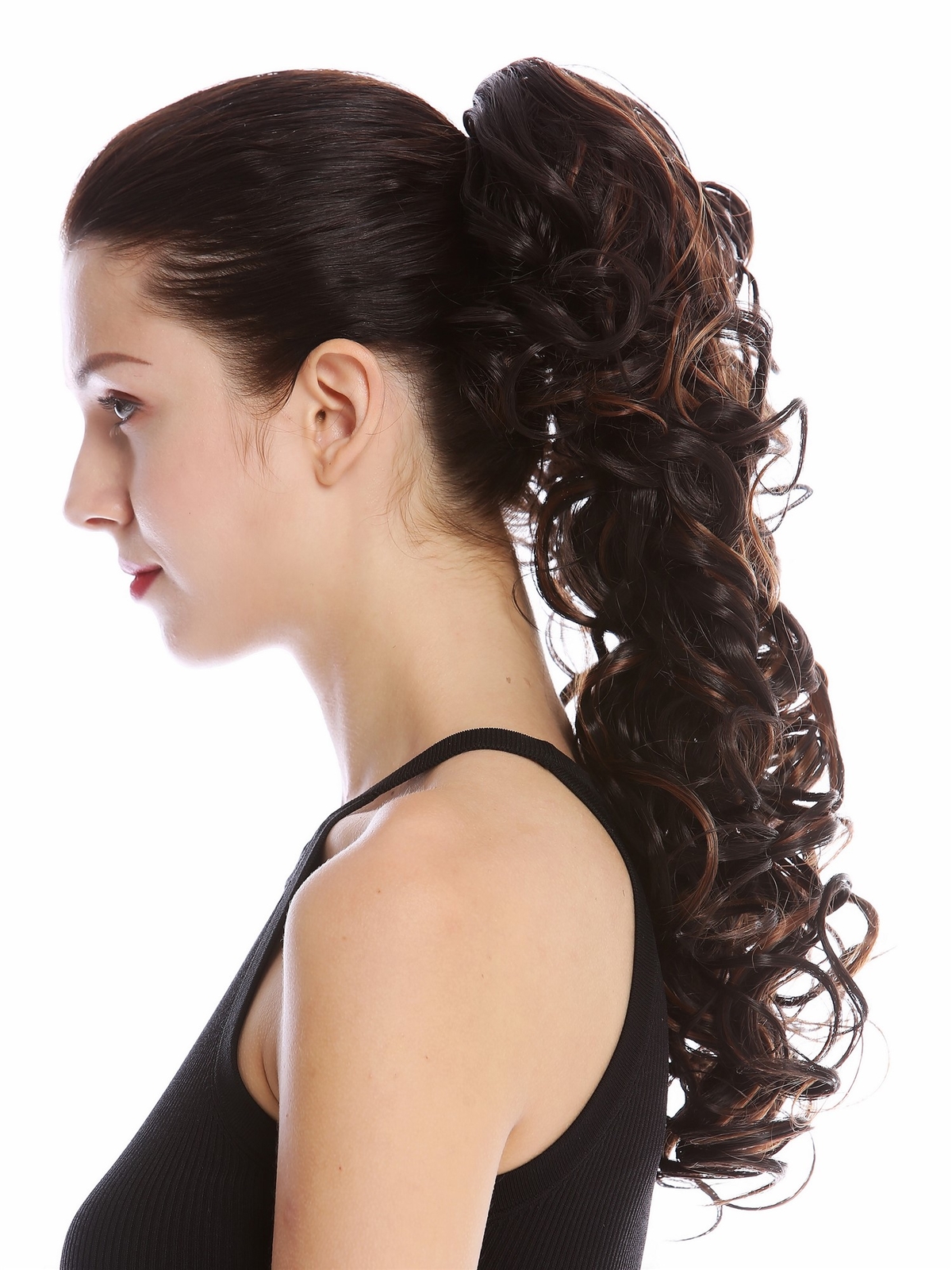 Hairpiece Ponytail Long Curly Chestnut Brown 45