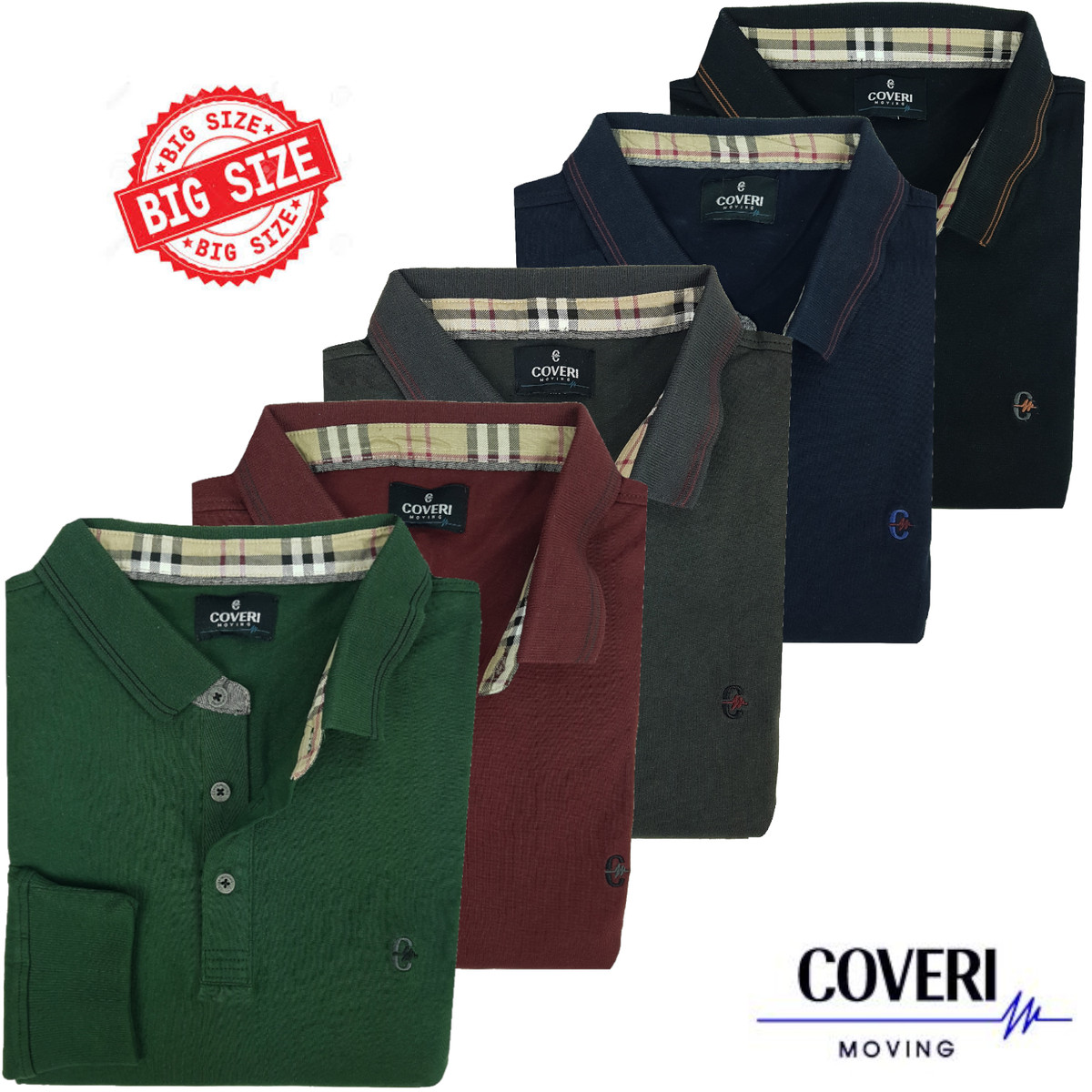Polo Uomo Caldo Cotone Jersey Manica Lunga Taglie Forti COVERI 3XL 4XL 5XL 6XL