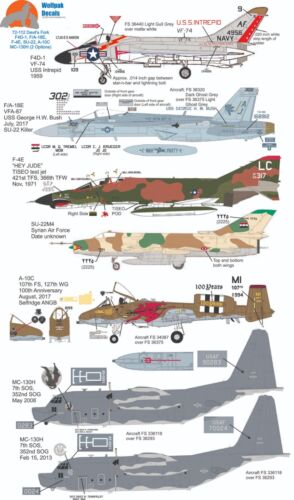 Wolfpak Decals 72-112 Douglas Boeing Phantom Thunderbolt Talon Sukiho Decals  - Afbeelding 1 van 3